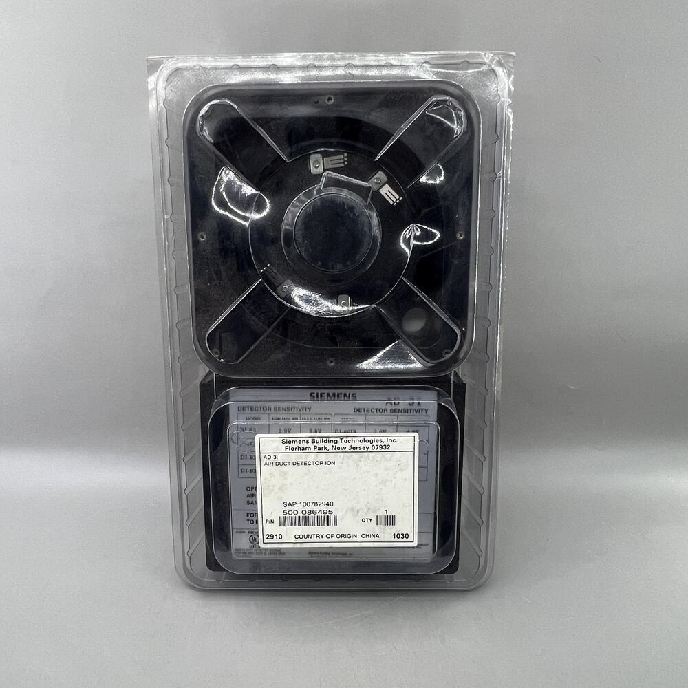 Siemens AD-3I Air Duct Detector Ion Smoke Housing 500-086495 Black Fire Alarm